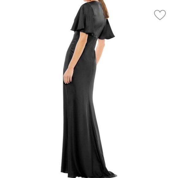 Mac Duggal Ieena Satin Sheath Gown in Black - Picture 2 of 2